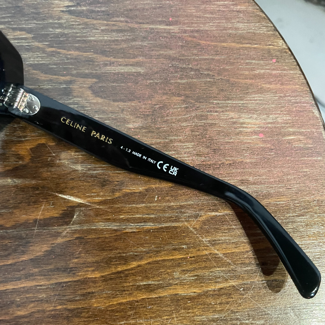 Céline black hexagon gold logo sunglasses