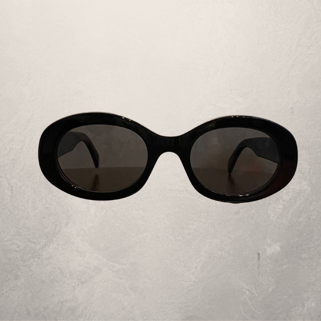 Celine black round frame gold triomph sunglasses