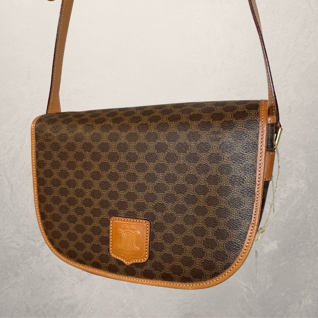 Celine brown macadam crossbody bag - by Romae Studios