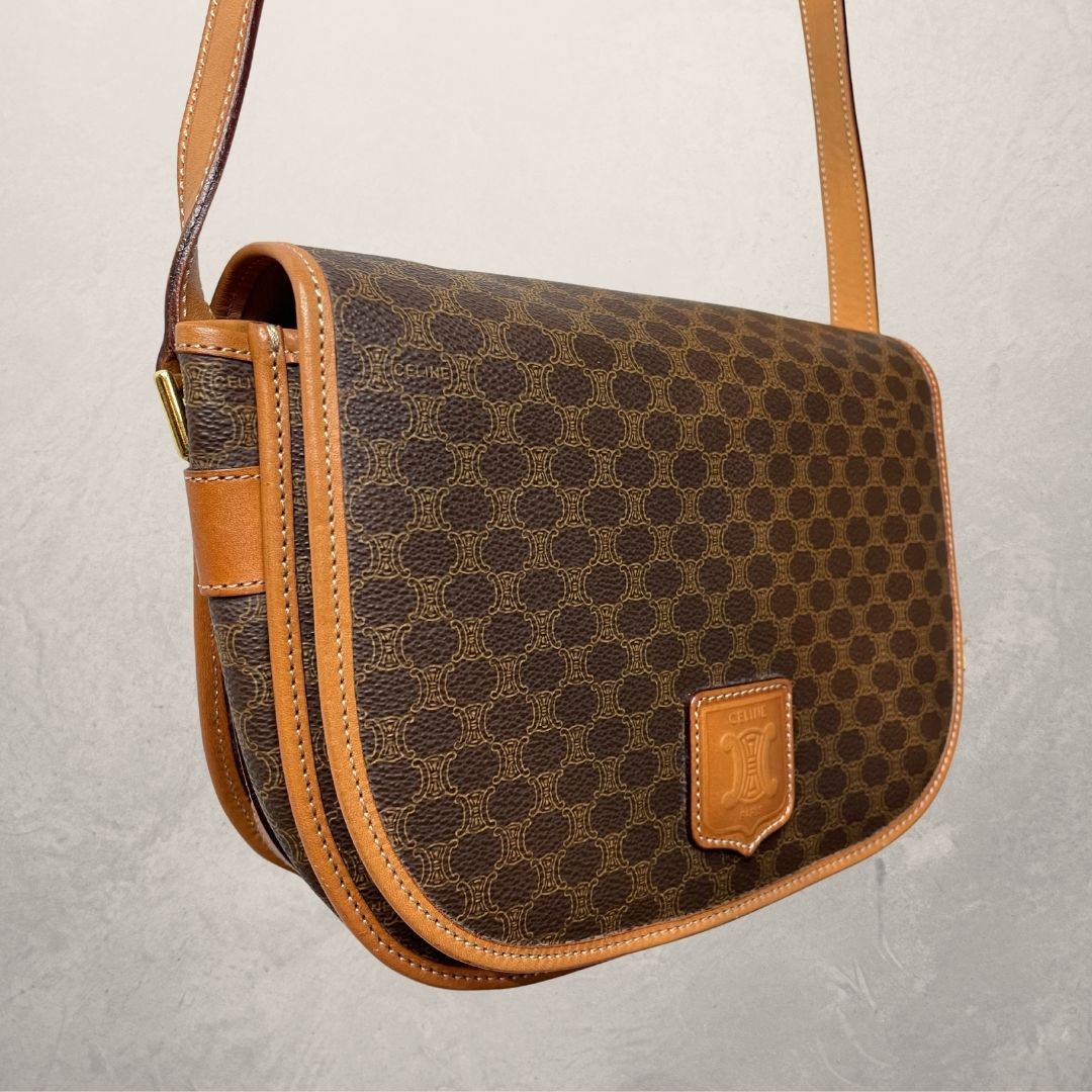Celine brown macadam crossbody bag - by Romae Studios