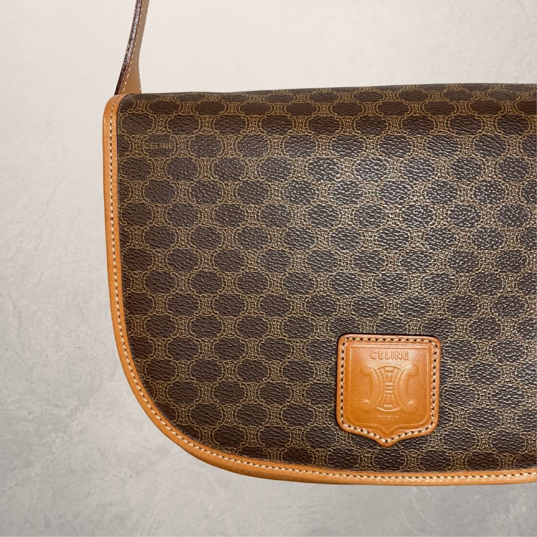 Celine brown macadam crossbody bag - by Romae Studios