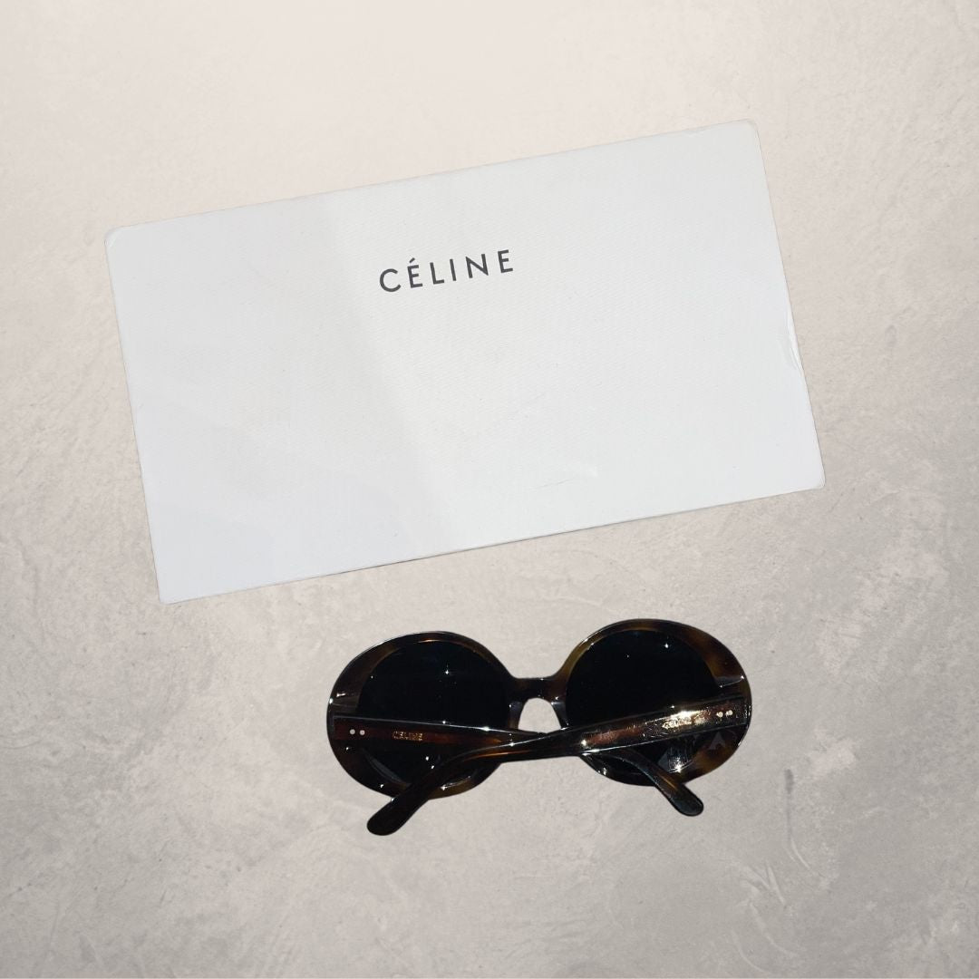 Celine brown tortoise round sunglasses