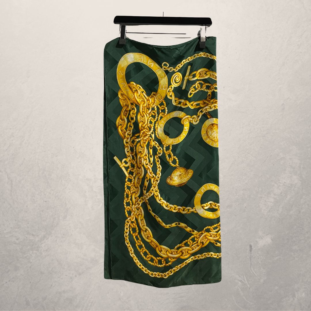 Celine groen goud zijden sjaal 90cm x 90cm