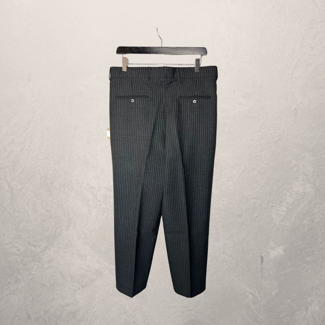 Celine marineblauwe & grijze gestreepte broek van 100% wol, maat 48