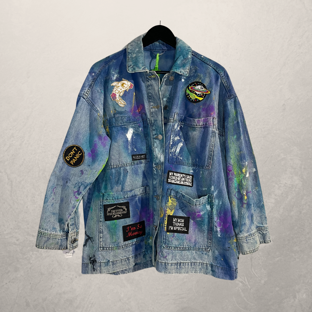 Cest La Fucking Vie blauw spijkerjack L - Door @Marrart