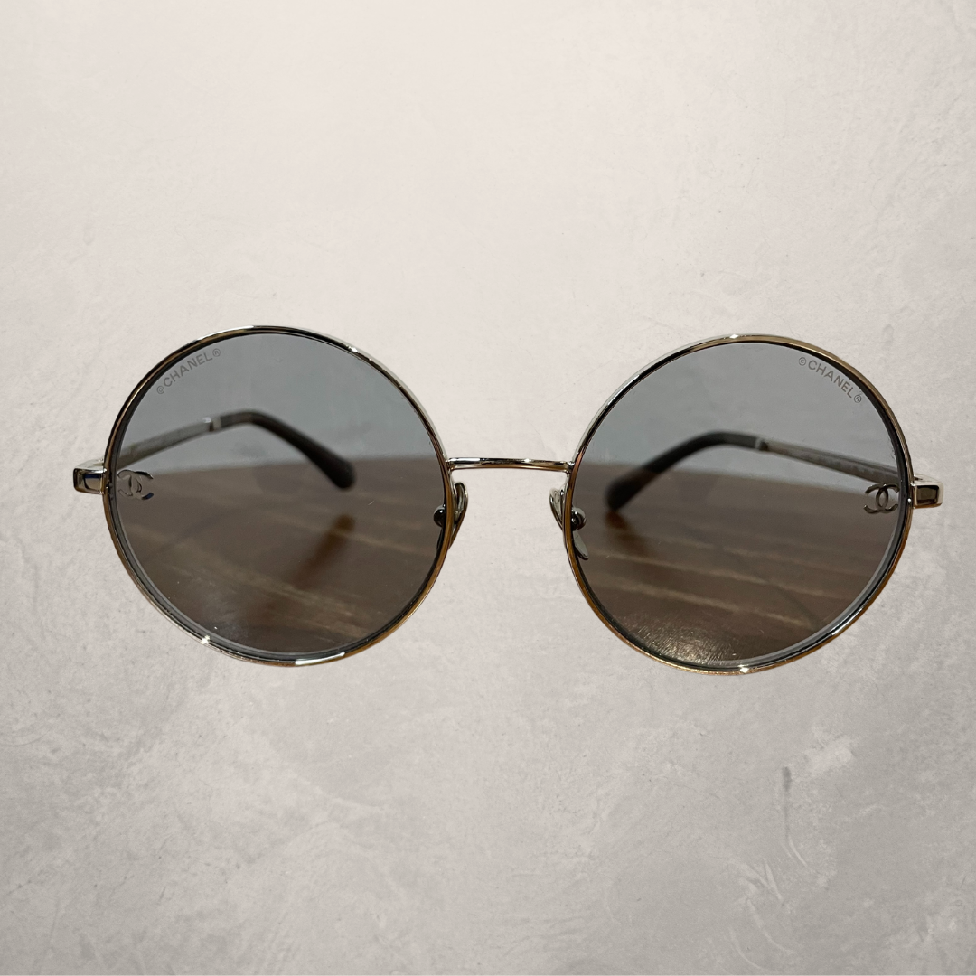 Chanel C5016g 3n silver frame round sunglasses w/ case