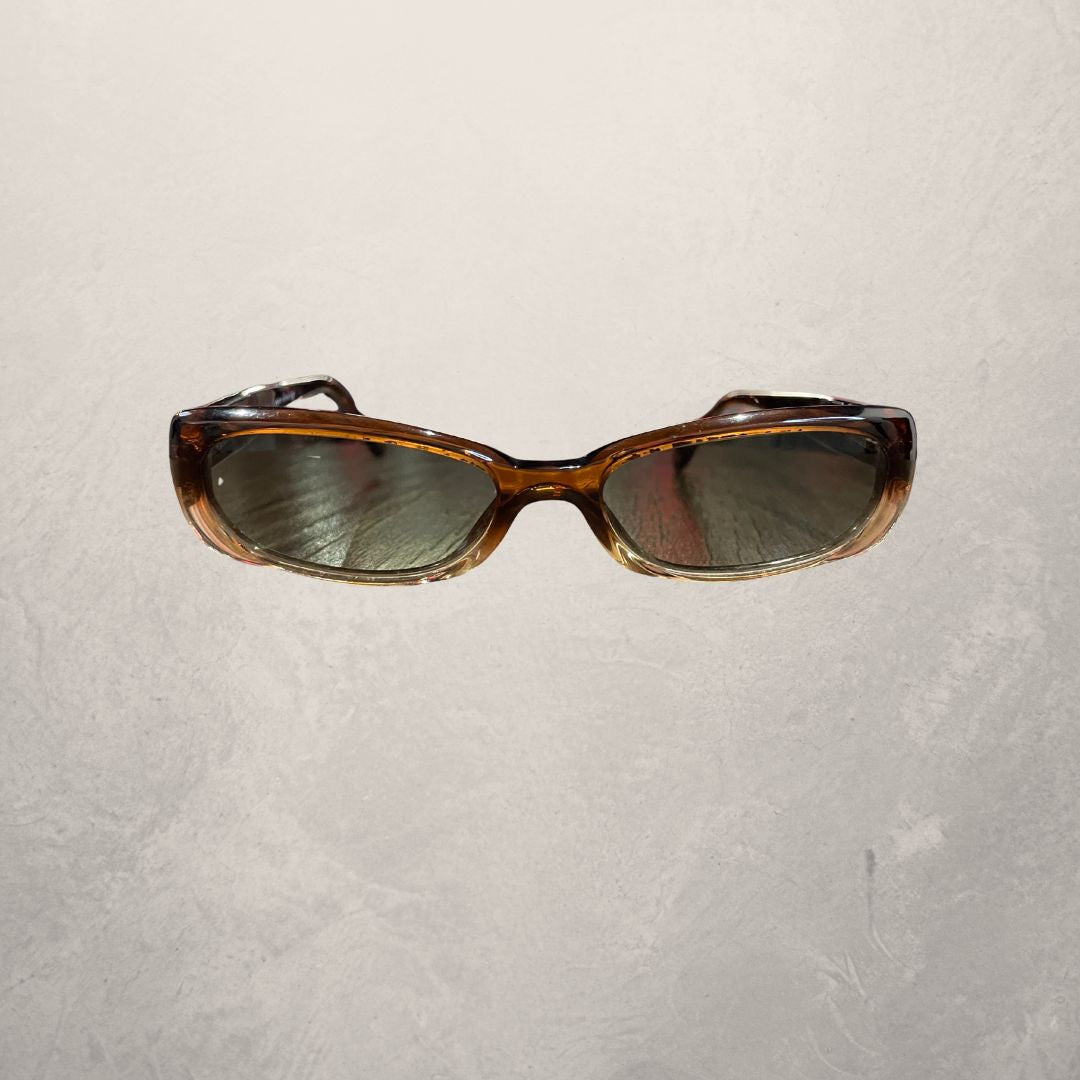 Chanel brown oval sunglasses CC small (with case/box)