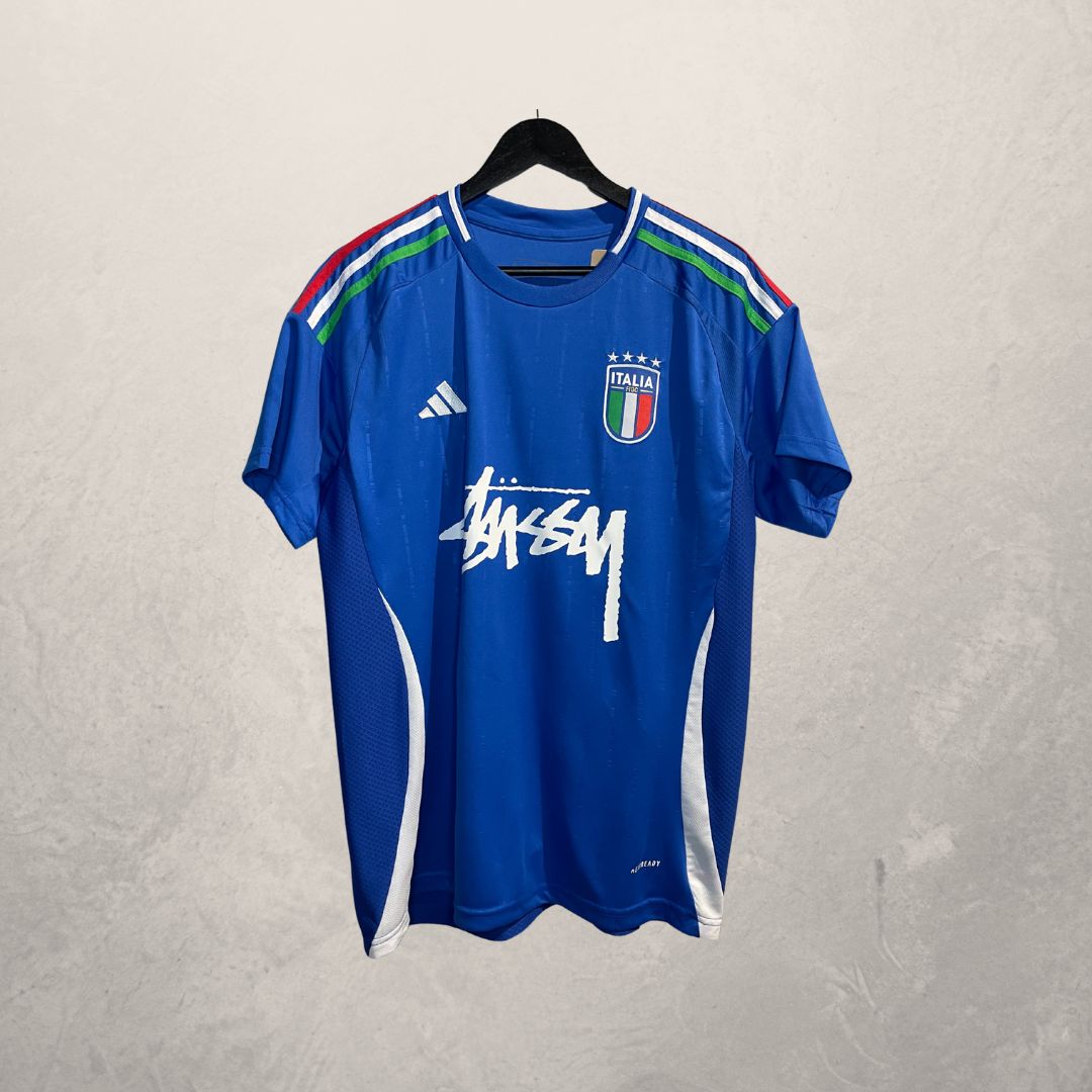 Concept Stussy Replica x Italië blauw wit voetbalshirt L