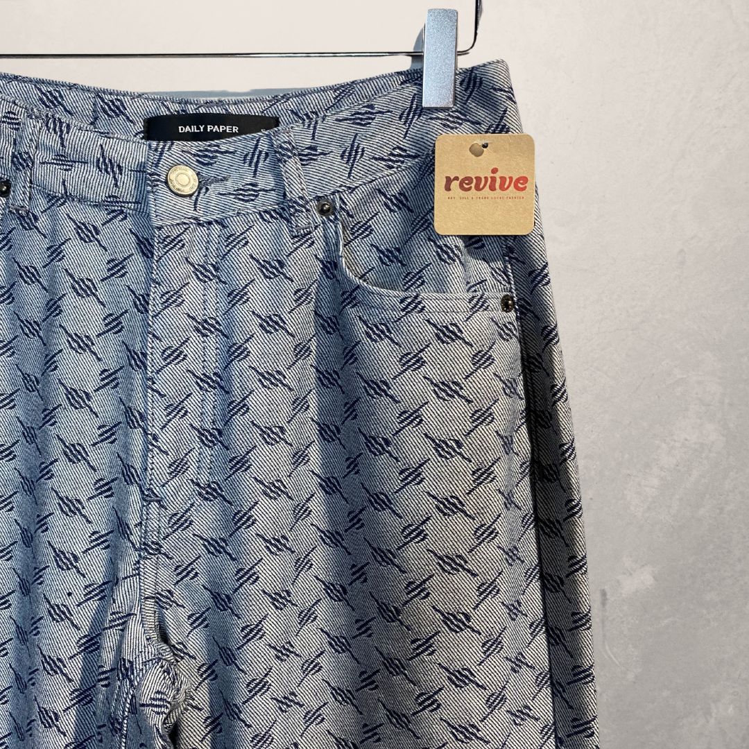Daily Paper blue logo cotton denim jeans S