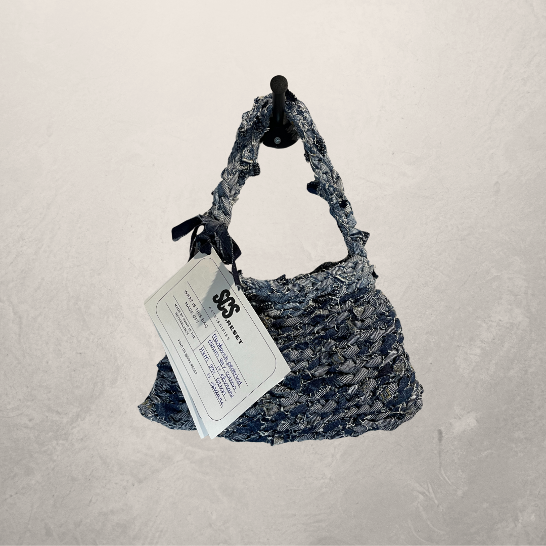 Dark blue denim Baggie bag Medium- By SOS.Reset
