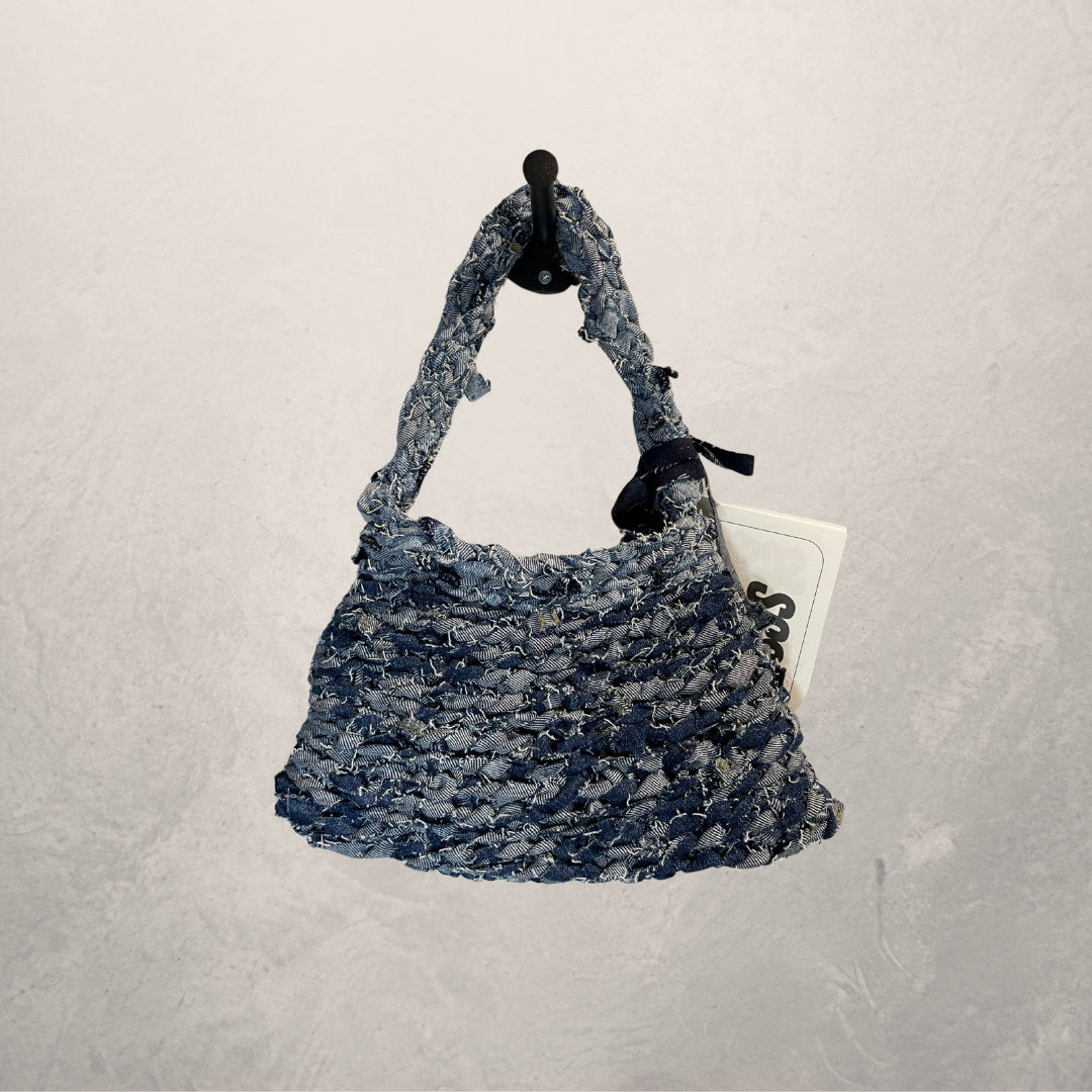 Dark blue denim Baggie bag Medium- By SOS.Reset