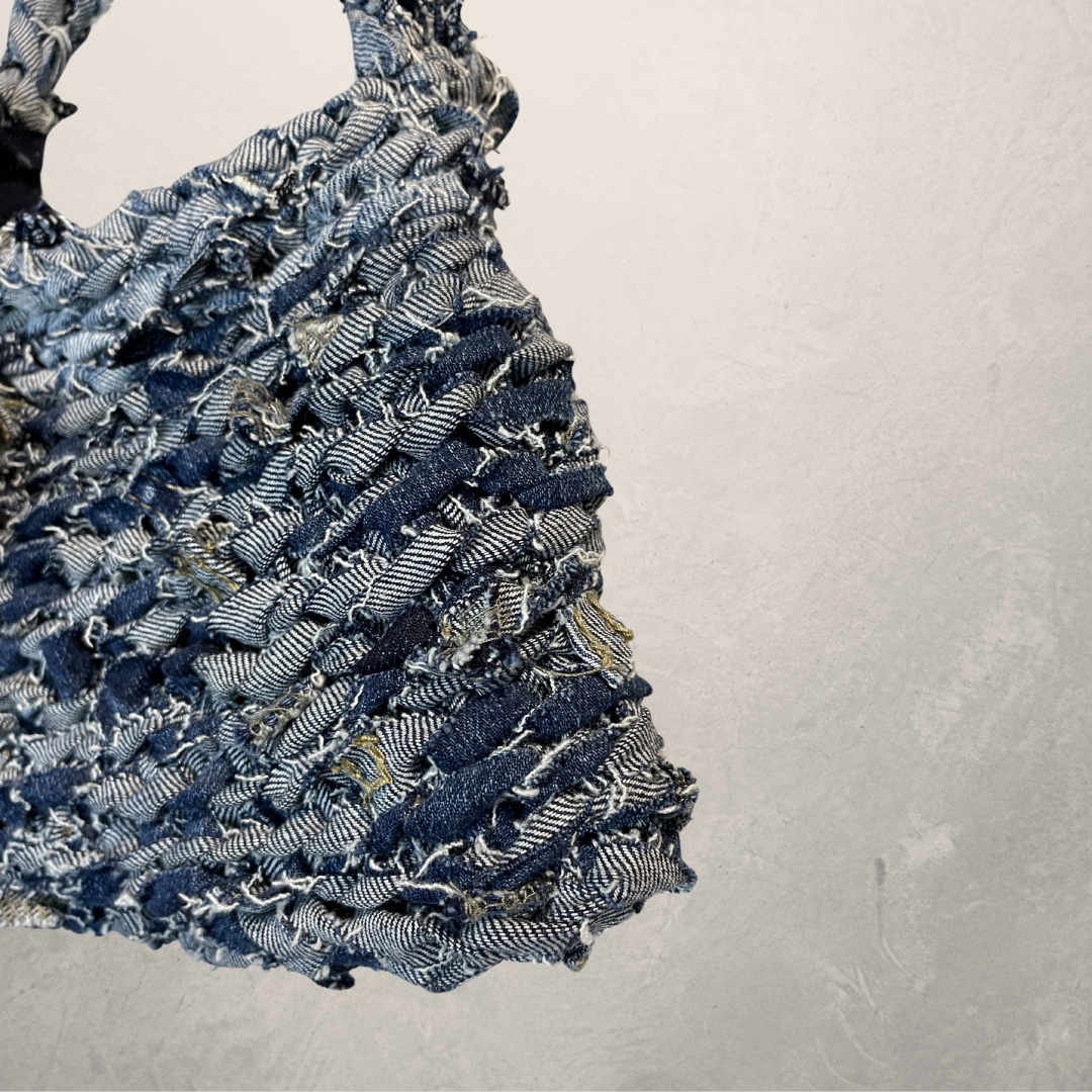 Dark blue denim Baggie bag Medium- By SOS.Reset