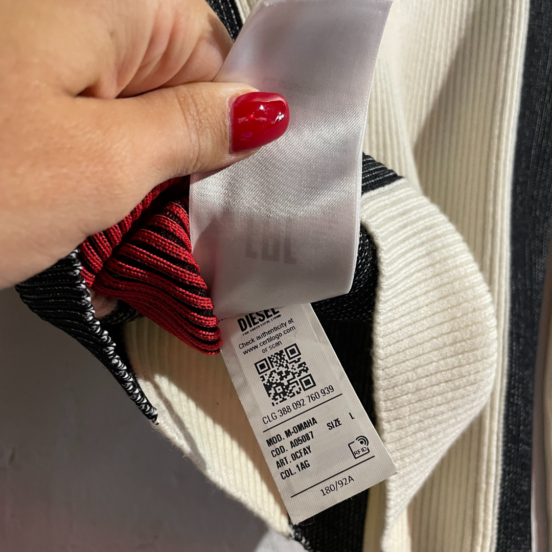 Diesel beige red fitted knit jumper S