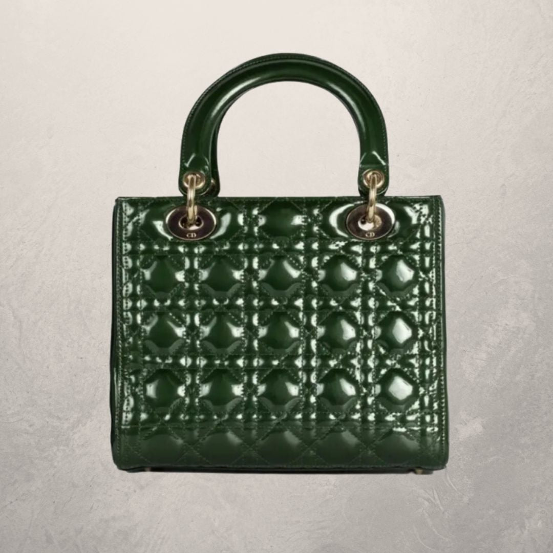 Dior Lady Dior groene lakleren handtas