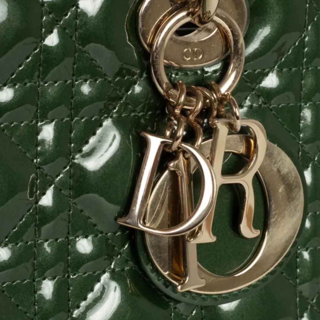 Dior Lady Dior groene lakleren handtas