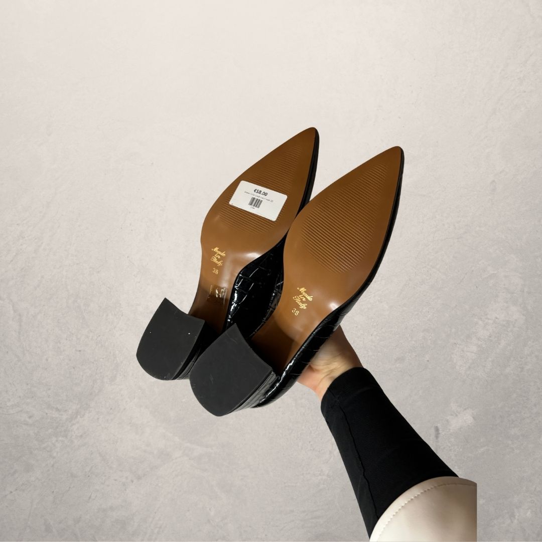 Divine Follie black croco heels 38