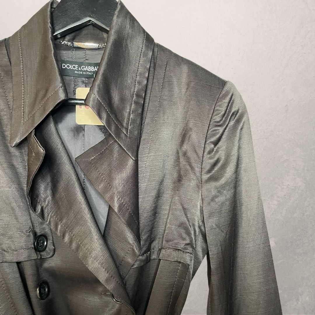 Dolce & Gabbana brown sheen trench coat S