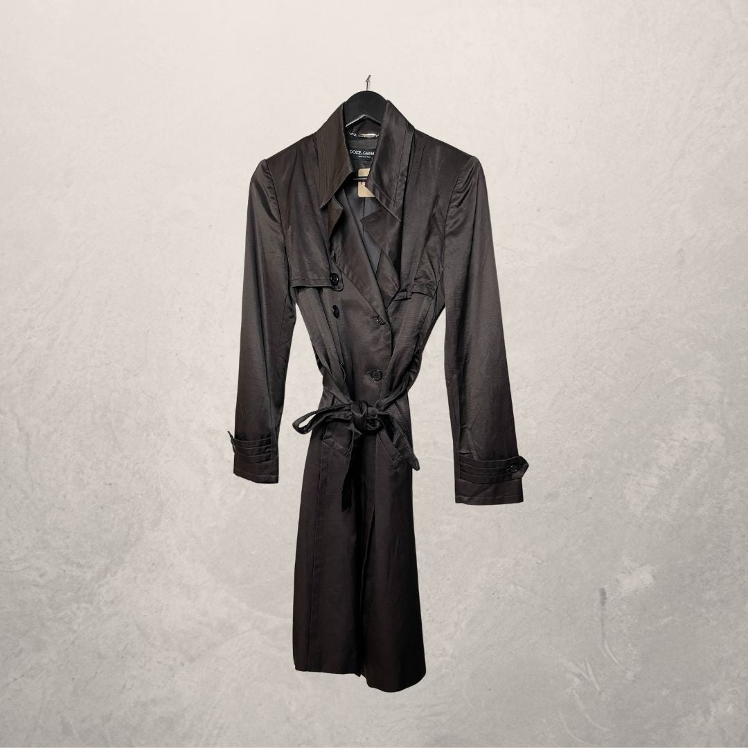 Dolce & Gabbana brown sheen trench coat S