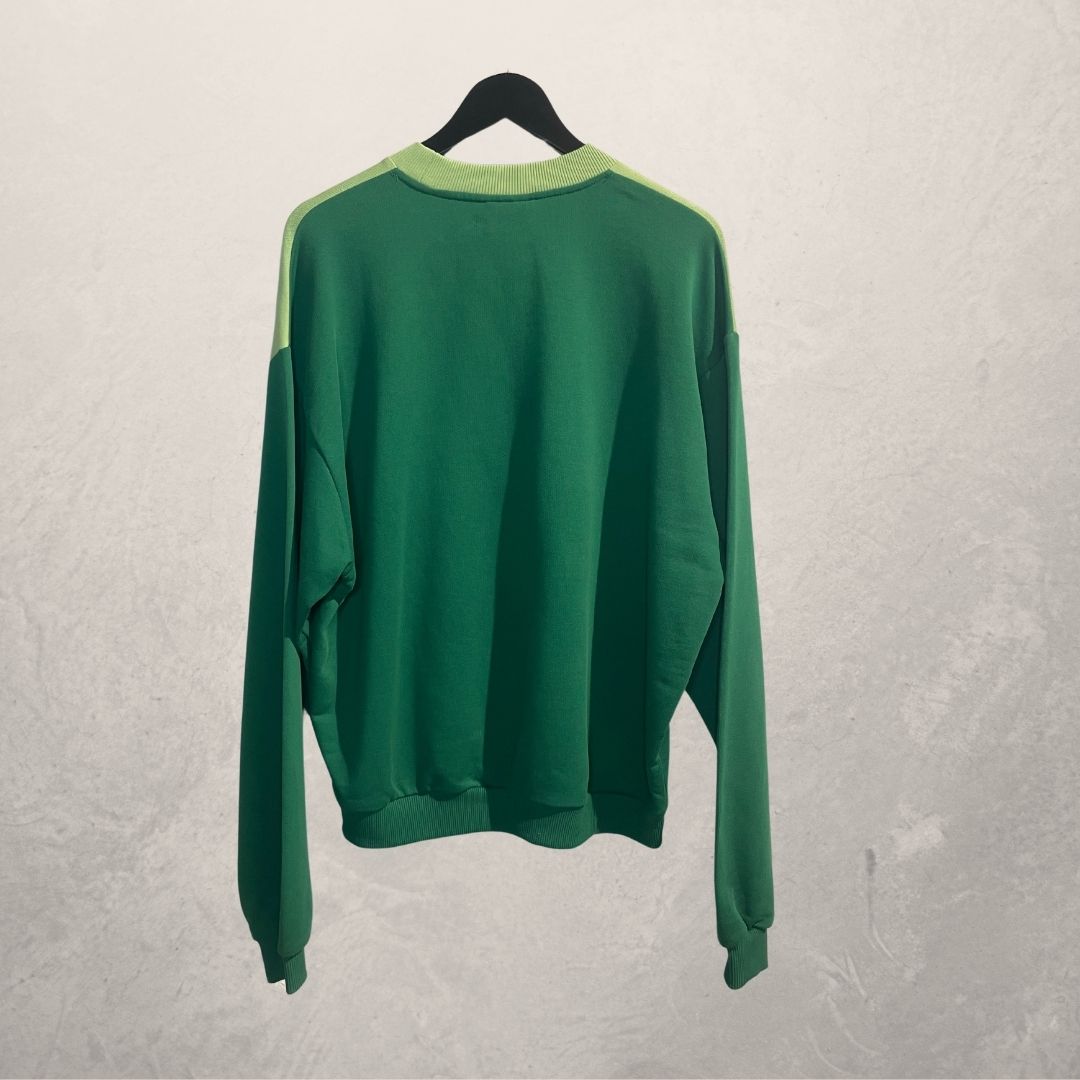 Drôle de Monsieur groene sweater met bloemenprint L