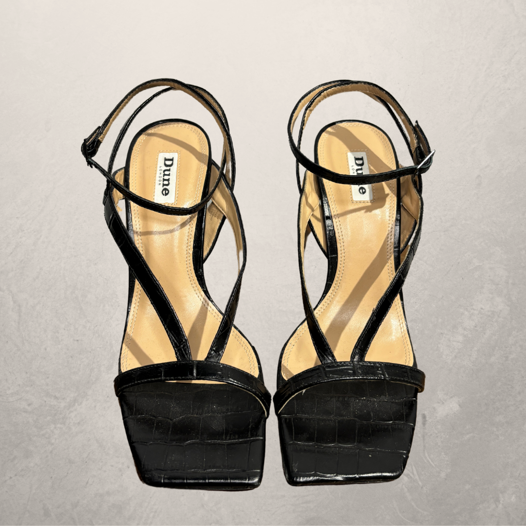 Dune black strap heels 40