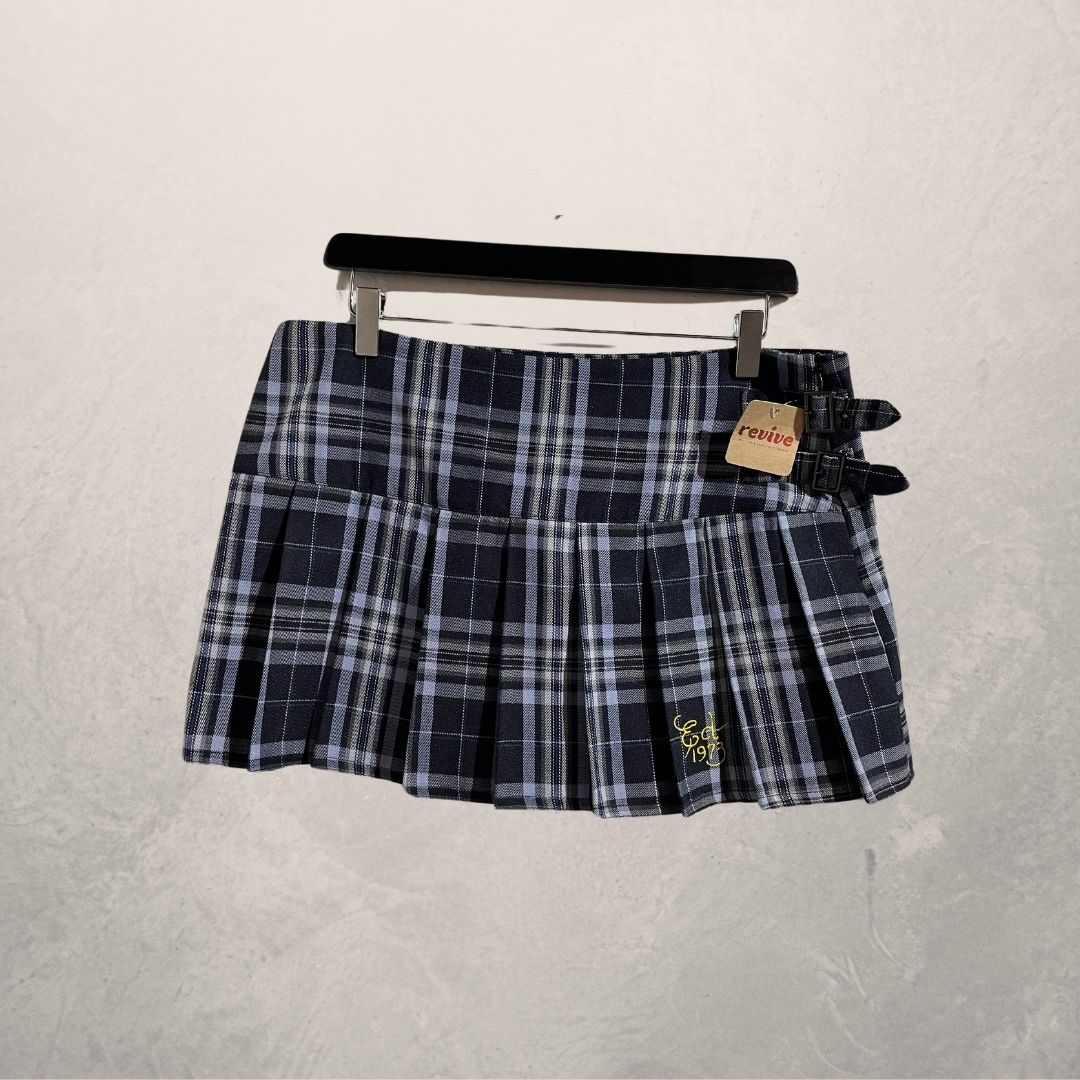 Ed Hardy x UO blauw geruite rok xs/s