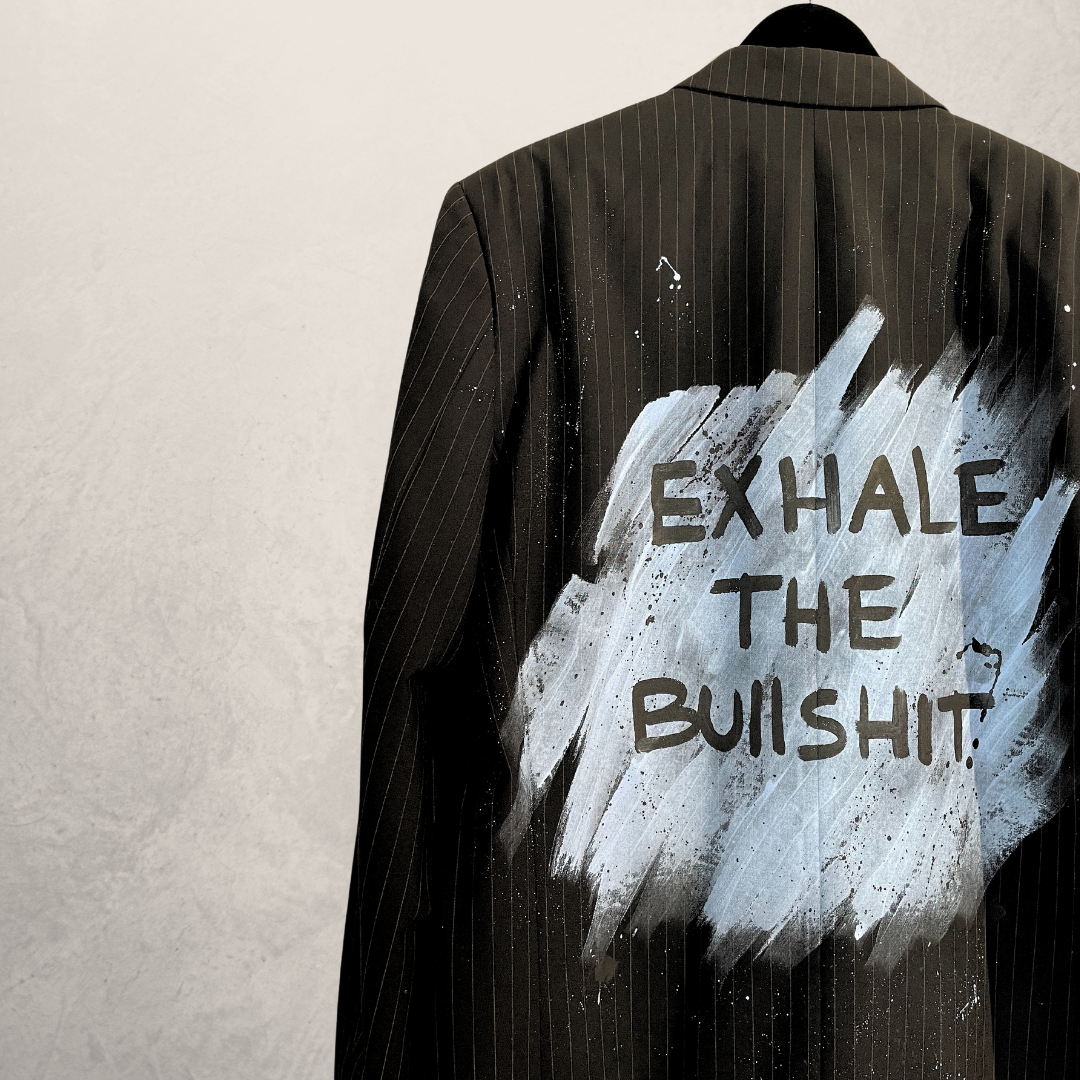 Exhale the bullshit brown boyfriend blazer OS- By @M.a.r.r.art