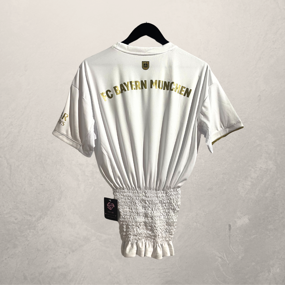 FC Bayern witte rouched jersey S/M- van @Home_is_a_Runway