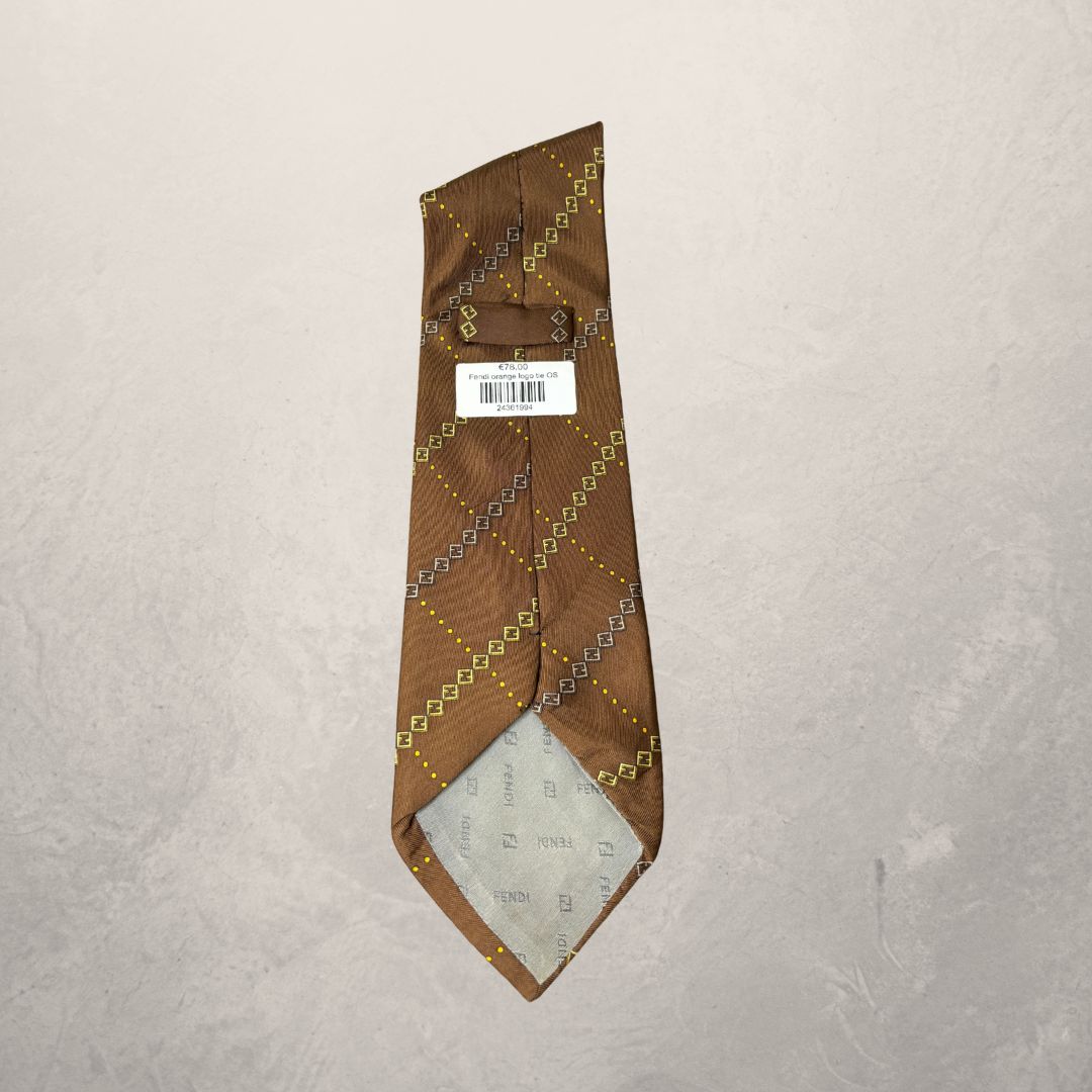 Fendi orange logo tie OS