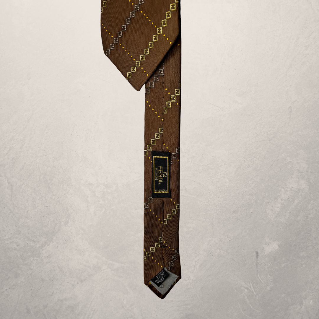 Fendi orange logo tie OS
