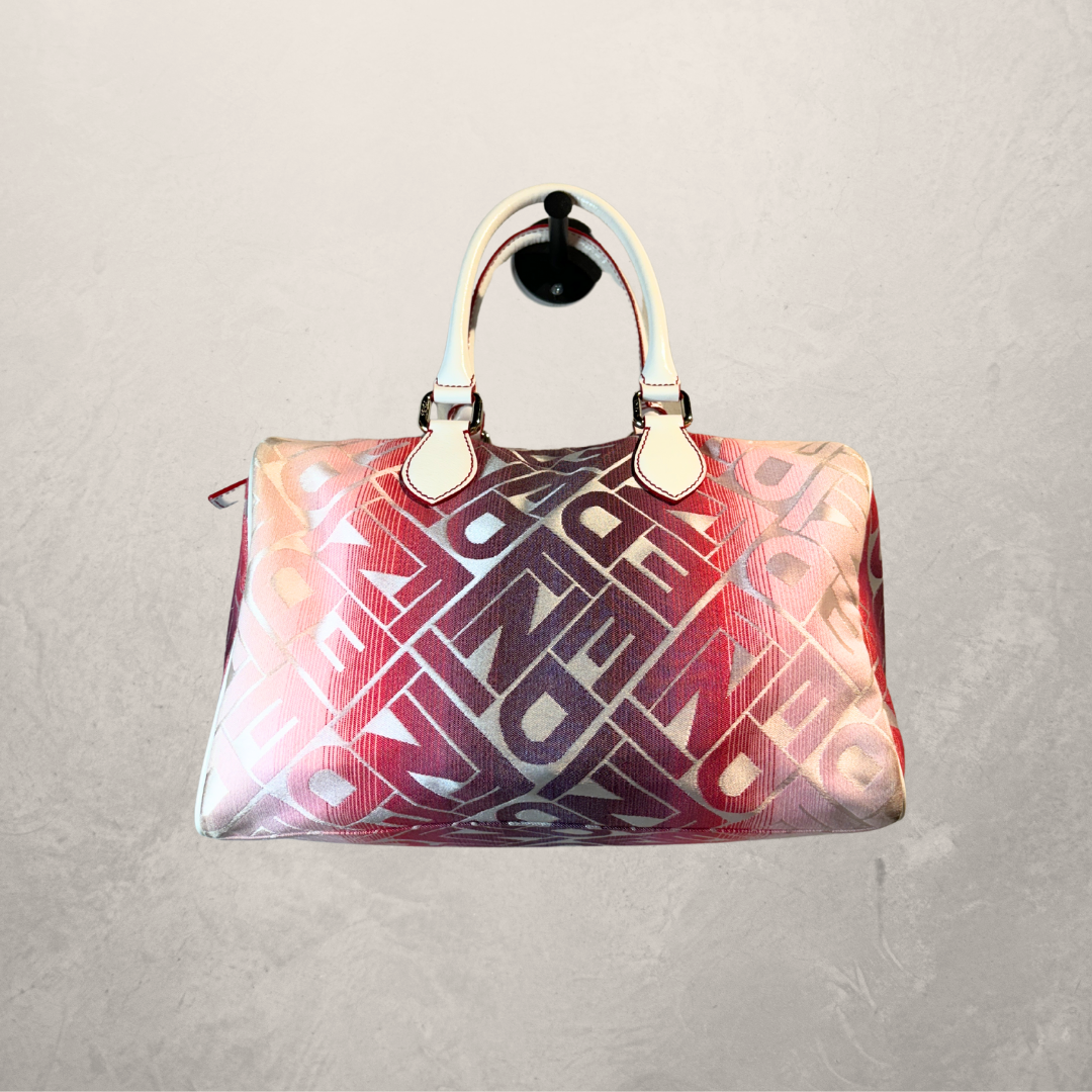 Fendi roze/witte ombre monogram Forever Bauletto Boston tas - Door Romae Studios