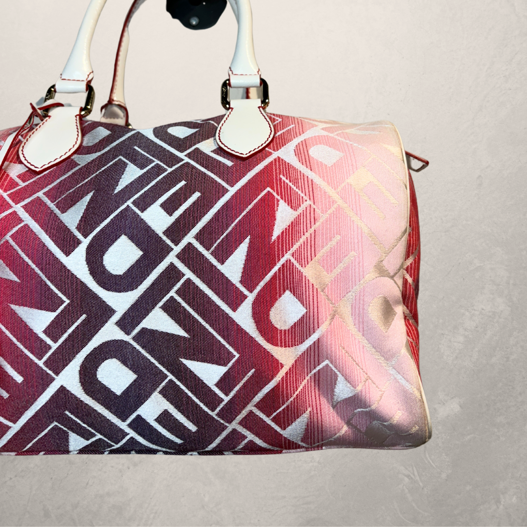Fendi roze/witte ombre monogram Forever Bauletto Boston tas - Door Romae Studios
