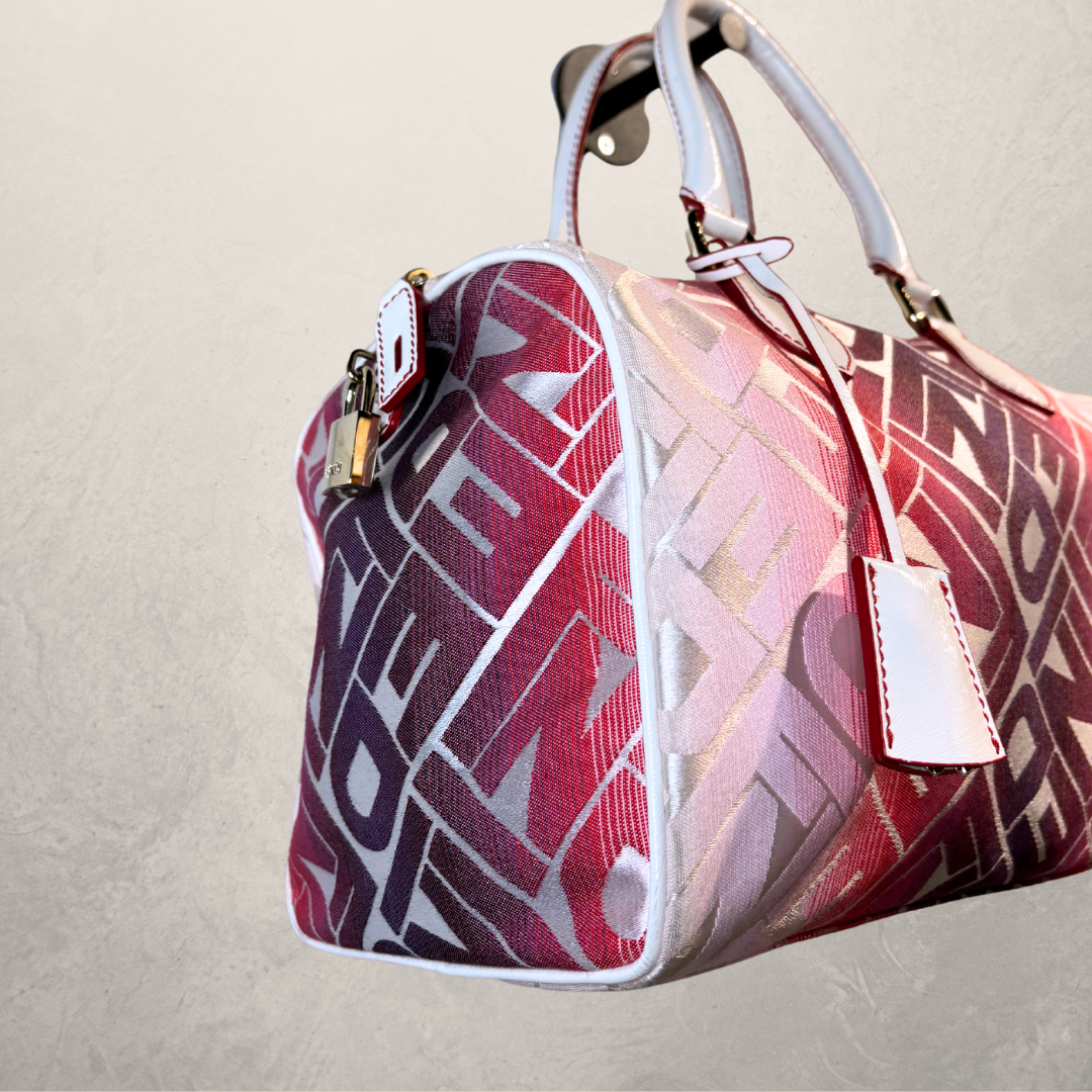 Fendi roze/witte ombre monogram Forever Bauletto Boston tas - Door Romae Studios