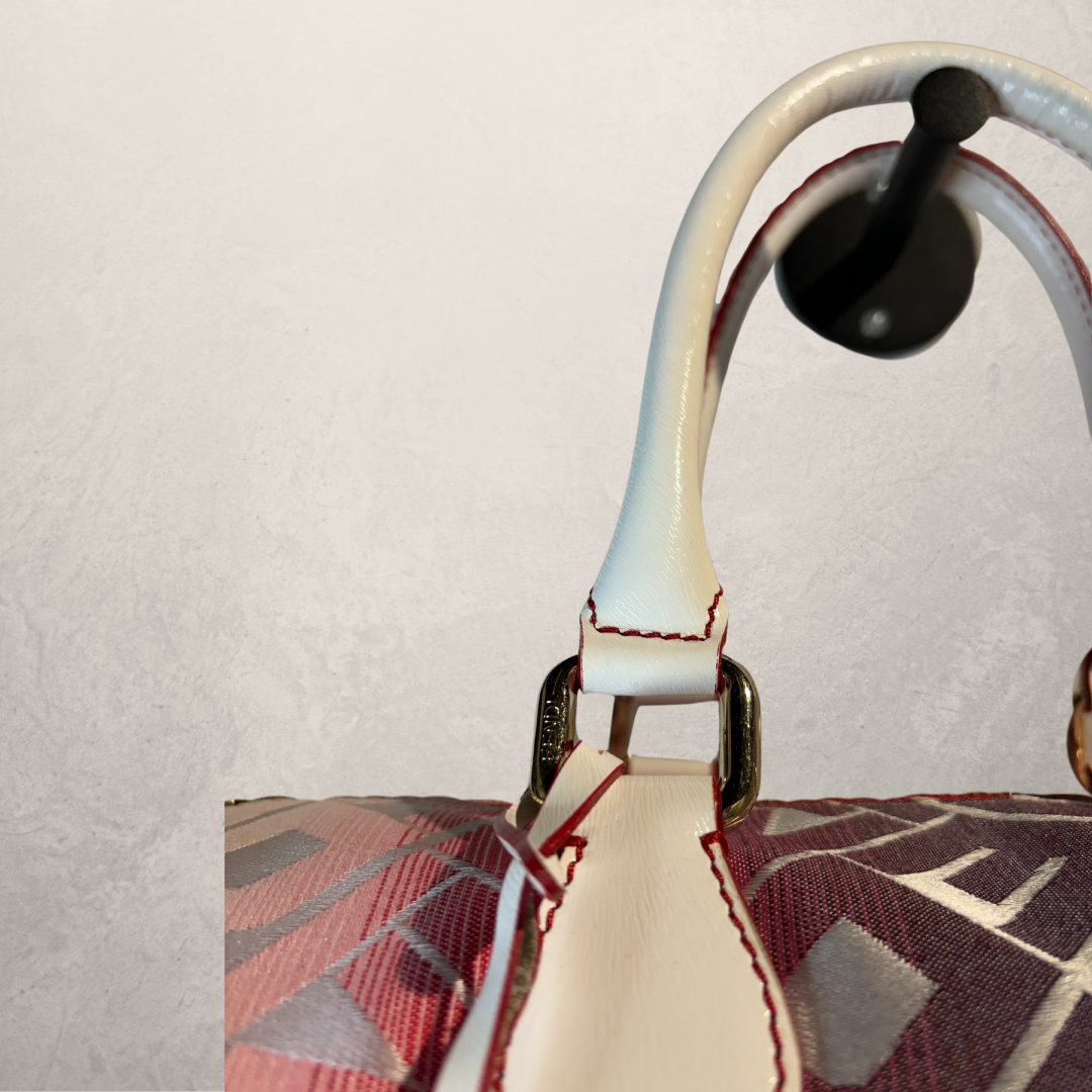 Fendi roze/witte ombre monogram Forever Bauletto Boston tas - Door Romae Studios
