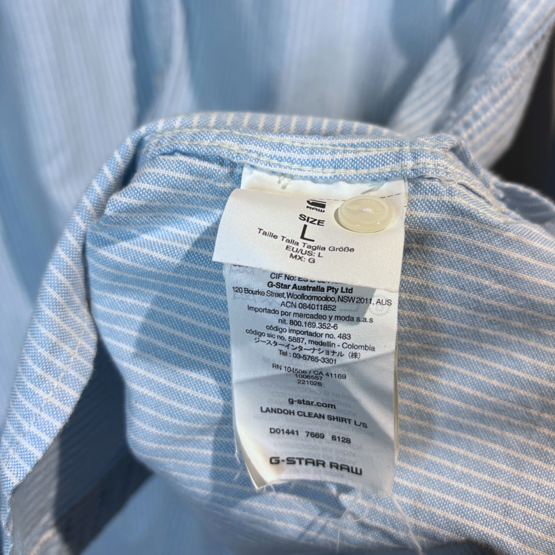 G-Star blauw wit gestreept overhemd slim fit L