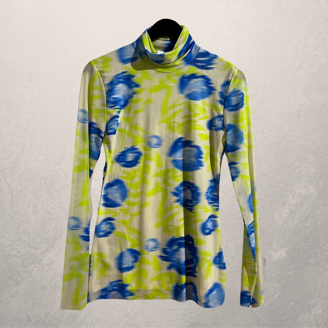 GANNI green print sheer turtleneck M