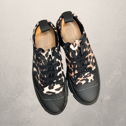 Ganni leopard black platform shoes 41