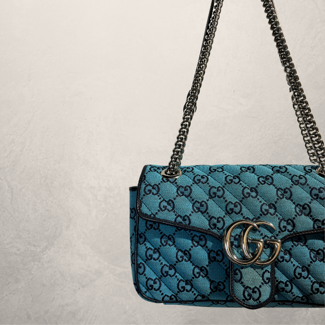 Gucci blue monogram Marmont bag- by RomaeStudios