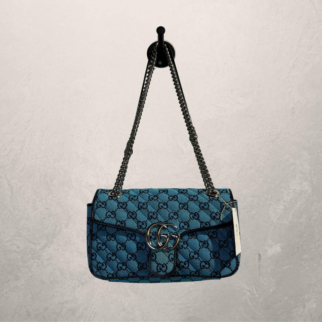 Gucci blue monogram Marmont bag- by RomaeStudios