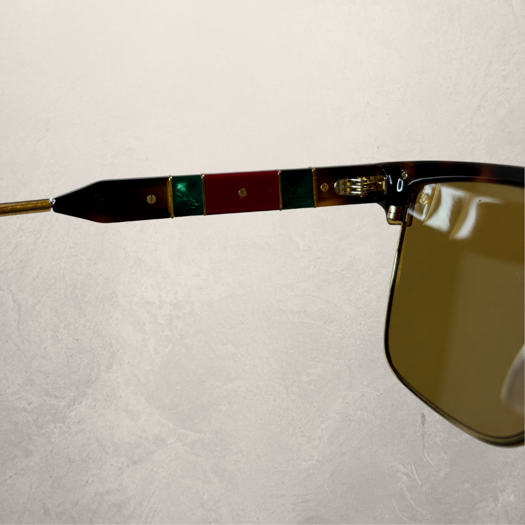 Vintage Gucci brown and gold sunglasses (with case)