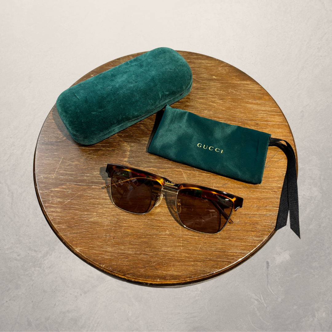 Vintage Gucci brown and gold sunglasses (with case)