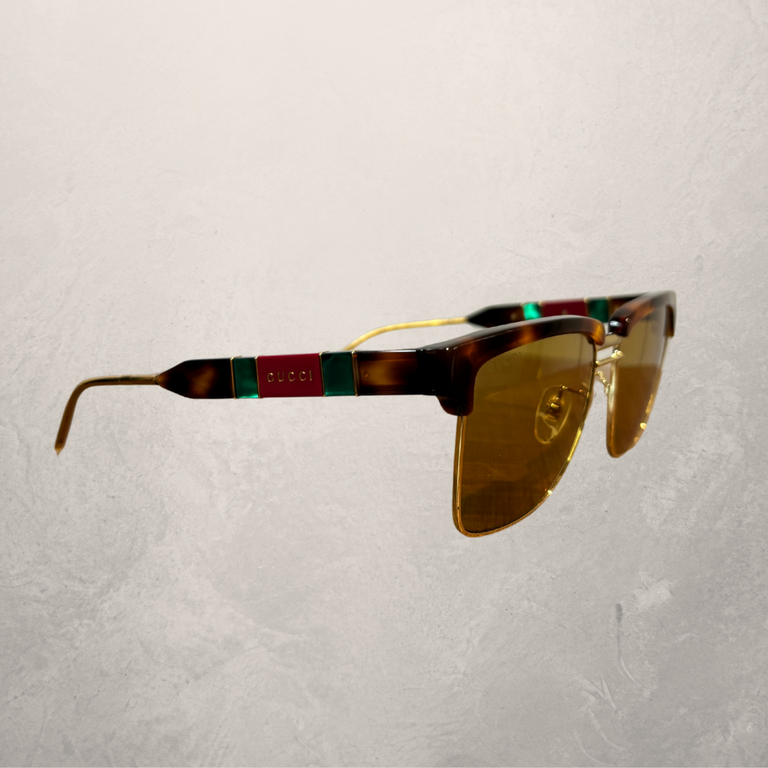 Vintage Gucci brown and gold sunglasses (with case)