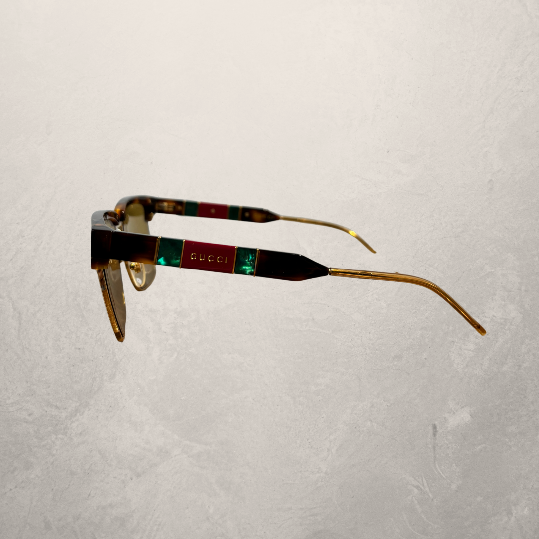 Vintage Gucci brown and gold sunglasses (with case)