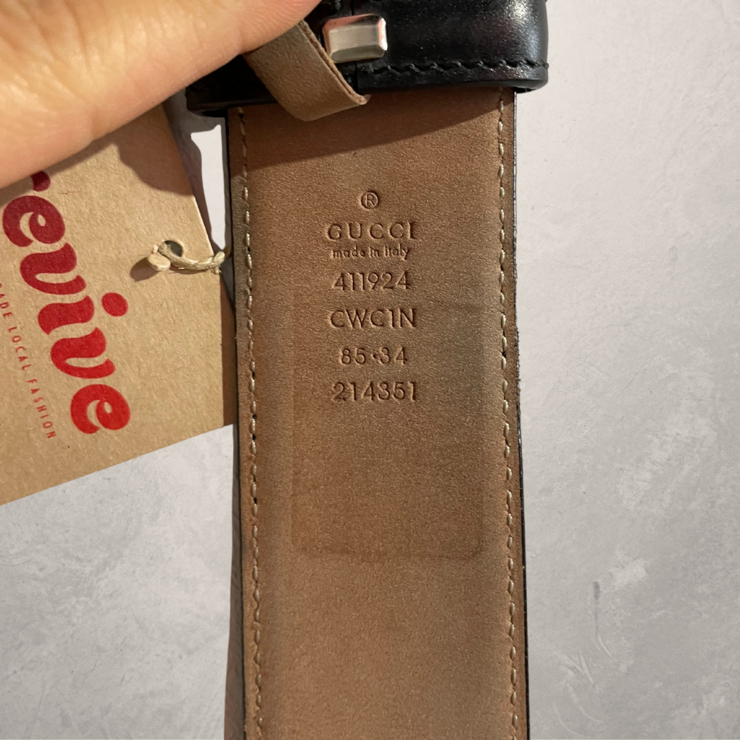 Gucci zilveren leren guccisima riem 90cm