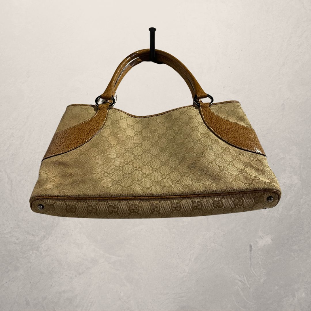 Gucci - issima beige canvas leren tas