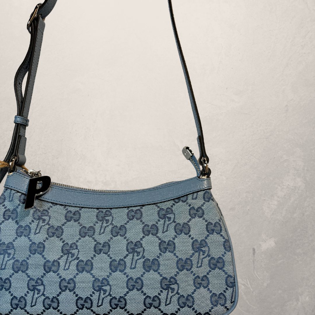 Gucci x Palace lightblue GG canvas crossbody bag- by Romae Studios