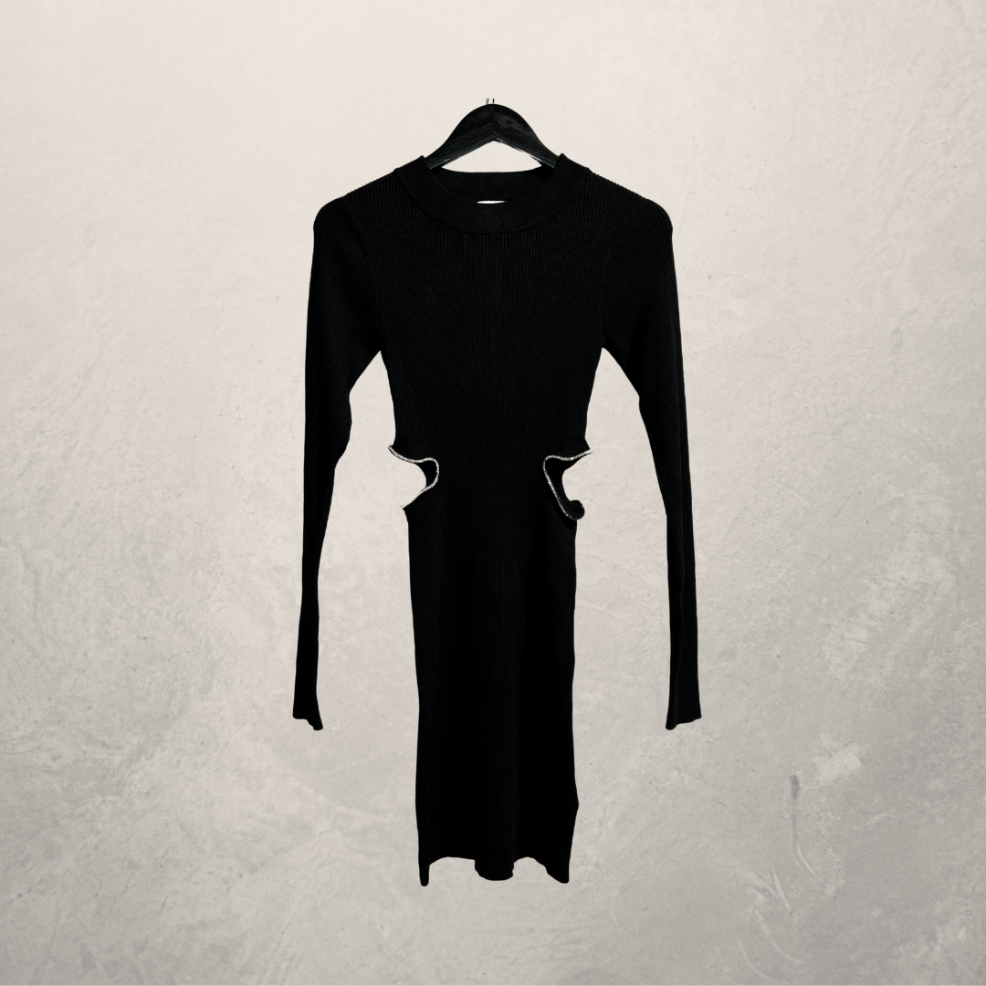 H&M zwarte gebreide jurk met details M