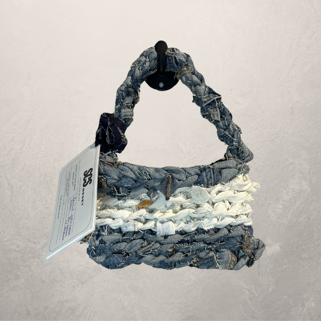 Blue & white Denim Jeanie bag S/M- By SOS.Reset