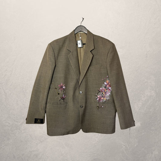 Handpainted beige blazer OS- by MARRART