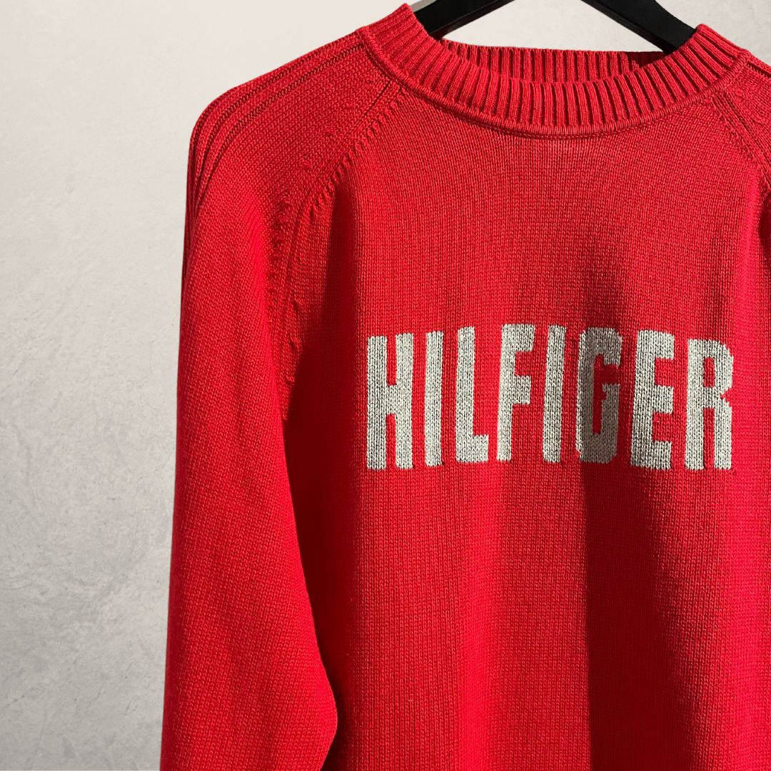 Hilfiger red knit jumper L