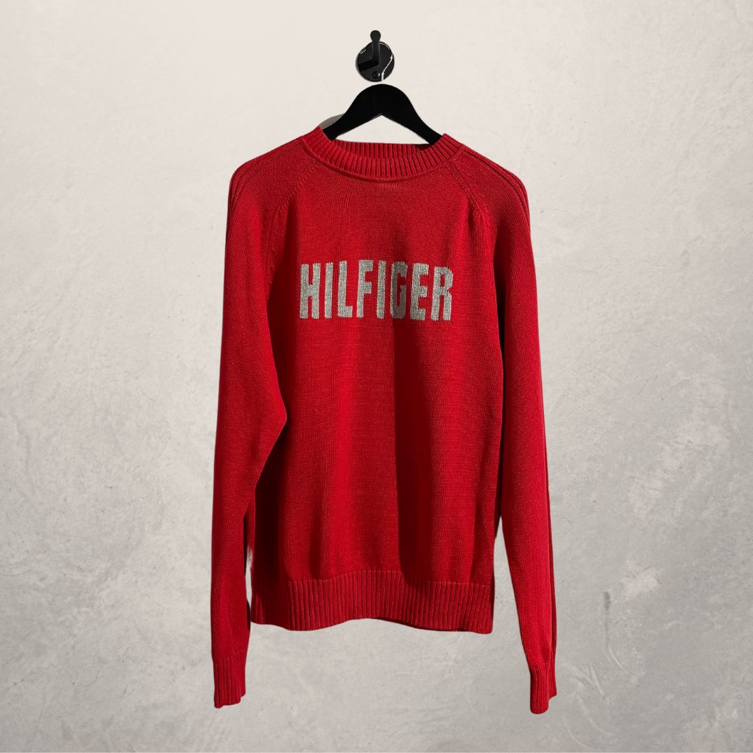 Hilfiger red knit jumper L
